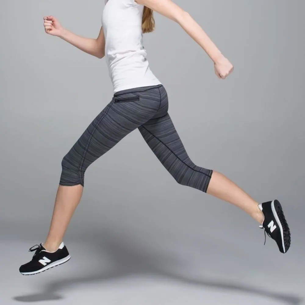 Lululemon Running Top Speed Crop Stripe Black‎